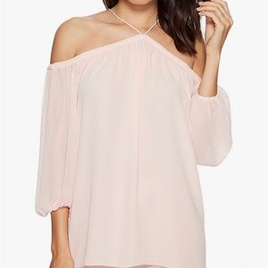 Pastel pink off the shoulder top